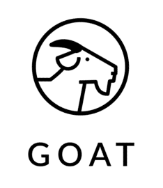 Logotipo de GOAT, plataforma de sneakers de colección comprados con Logibox